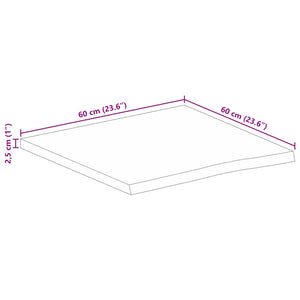 vidaXL Table Top 60x60x2.5 cm Live Edge Solid Wood Rough Mango