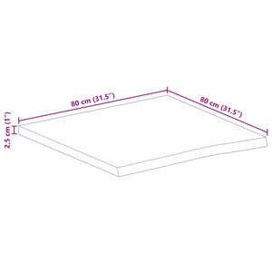 vidaXL Table Top 80x80x2.5 cm Live Edge Solid Wood Rough Mango