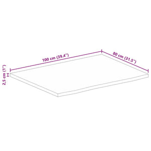 vidaXL Table Top 100x80x2.5 cm Live Edge Solid Wood Rough Mango