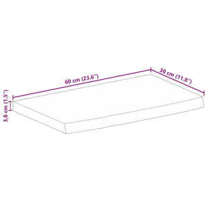 vidaXL Table Top 60x30x3.8 cm Live Edge Solid Wood Rough Mango