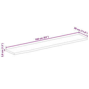 vidaXL Table Top 160x30x3.8 cm Live Edge Solid Wood Rough Mango