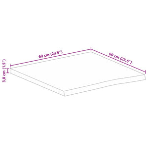 vidaXL Table Top 60x60x3.8 cm Live Edge Solid Wood Rough Mango