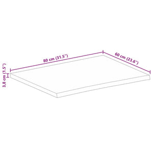 vidaXL Table Top 80x60x3.8 cm Live Edge Solid Wood Rough Mango