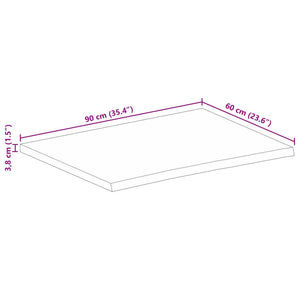 vidaXL Table Top 90x60x3.8 cm Live Edge Solid Wood Rough Mango