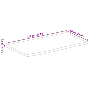 vidaXL Table Top 100x60x3.8 cm Live Edge Solid Wood Rough Mango