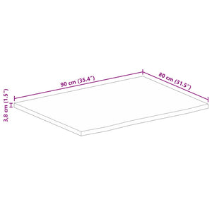 vidaXL Table Top 90x80x3.8 cm Live Edge Solid Wood Rough Mango