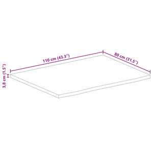 vidaXL Table Top 110x80x3.8 cm Live Edge Solid Wood Rough Mango