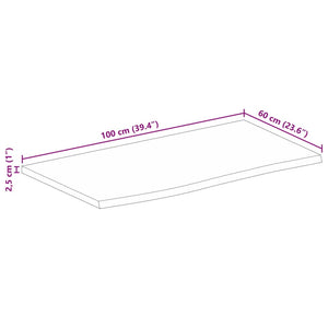 vidaXL Table Top Live Edge 100x60x2.5 cm Solid Wood Mango