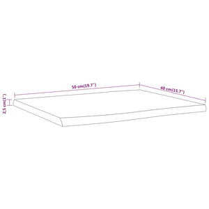 vidaXL Table Top 50x40x2.5 cm Rectangular Solid Wood Acacia Live Edge