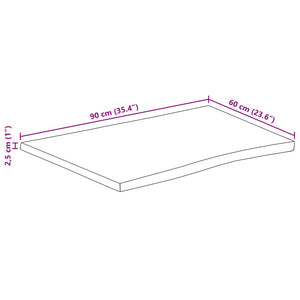 vidaXL Table Top 90x60x2.5 cm Rectangular Solid Wood Acacia Live Edge