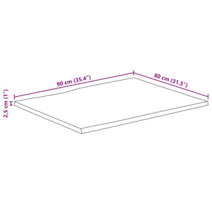 vidaXL Table Top 90x80x2.5 cm Rectangular Solid Wood Acacia Live Edge