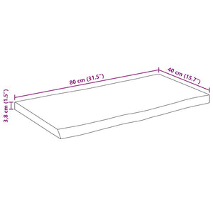 vidaXL Table Top 80x40x3.8 cm Rectangular Solid Wood Acacia Live Edge