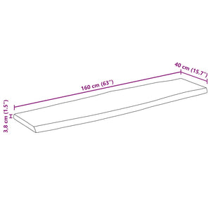 vidaXL Table Top 160x40x3.8 cm Rectangular Solid Wood Acacia Live Edge