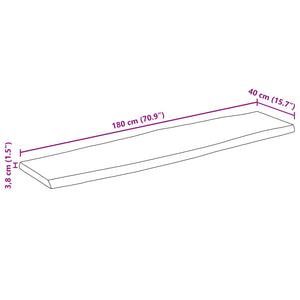 vidaXL Table Top 180x40x3.8 cm Rectangular Solid Wood Acacia Live Edge