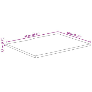 vidaXL Table Top 90x80x3.8 cm Rectangular Solid Wood Acacia Live Edge