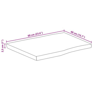 vidaXL Table Top 60x40x2.5 cm Live Edge Solid Wood Mango