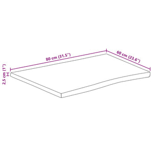 vidaXL Table Top 80x60x2.5 cm Live Edge Solid Wood Mango