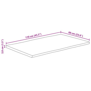 vidaXL Table Top 110x60x3.8 cm Live Edge Solid Wood Mango