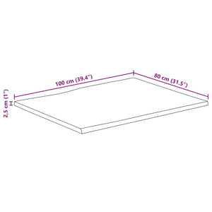 vidaXL Table Top 100x80x2.5 cm Live Edge Solid Wood Mango