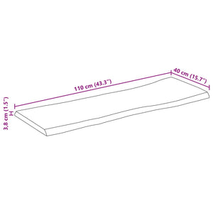 vidaXL Table Top 110x40x3.8 cm Live Edge Solid Wood Mango