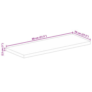 vidaXL Table Top 80x70x2.5 cm Rectangular Solid Wood Acacia