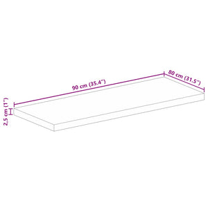 vidaXL Table Top 90x80x2.5 cm Rectangular Solid Wood Acacia