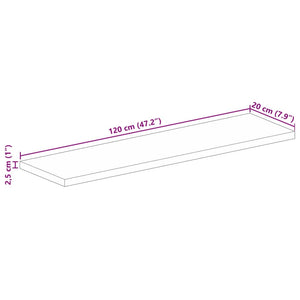 vidaXL Table Top 120x20x2.5 cm Rectangular Solid Wood Reclaimed