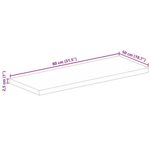 vidaXL Table Top 80x50x2.5 cm Rectangular Solid Wood Reclaimed