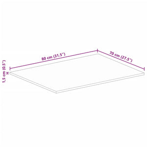 vidaXL Table Top 80x70x1.5 cm Rectangular Solid Wood Reclaimed