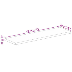 vidaXL Table Top 110x20x2.5 cm Rectangular Solid Wood Reclaimed