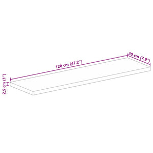 vidaXL Table Top 120x20x2.5 cm Rectangular Solid Wood Rough Mango