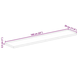 vidaXL Table Top 160x30x2.5 cm Rectangular Solid Wood Rough Mango