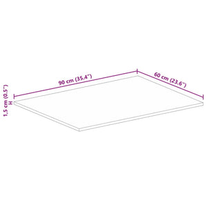 vidaXL Table Top 90x60x1.5 cm Rectangular Solid Wood Rough Mango