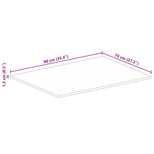 vidaXL Table Top 90x70x1.5 cm Rectangular Solid Wood Rough Mango