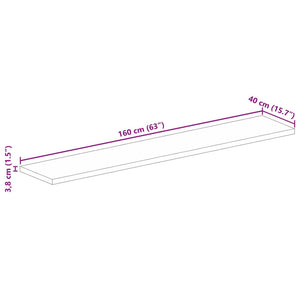 vidaXL Table Top 160x40x3.8 cm Rectangular Solid Wood Rough Mango