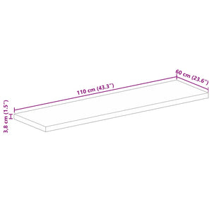 vidaXL Table Top 110x60x3.8 cm Rectangular Solid Wood Rough Mango