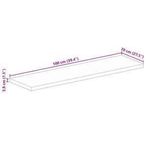 vidaXL Table Top 100x70x3.8 cm Rectangular Solid Wood Rough Mango