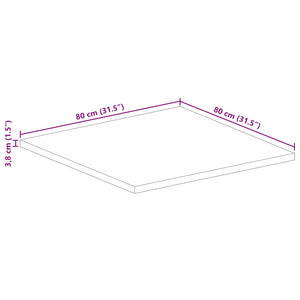 vidaXL Table Top 80x80x3.8 cm Square Solid Wood Rough Mango