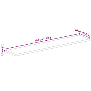 vidaXL Table Top 180x30x2.5 cm Rectangular Solid Wood Mango