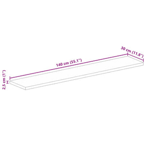 vidaXL Table Top 140x30x2.5 cm Rectangular Solid Wood Mango