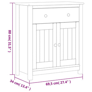 vidaXL Bathroom Cabinet BERG White 69.5x34x80 cm Solid Wood Pine