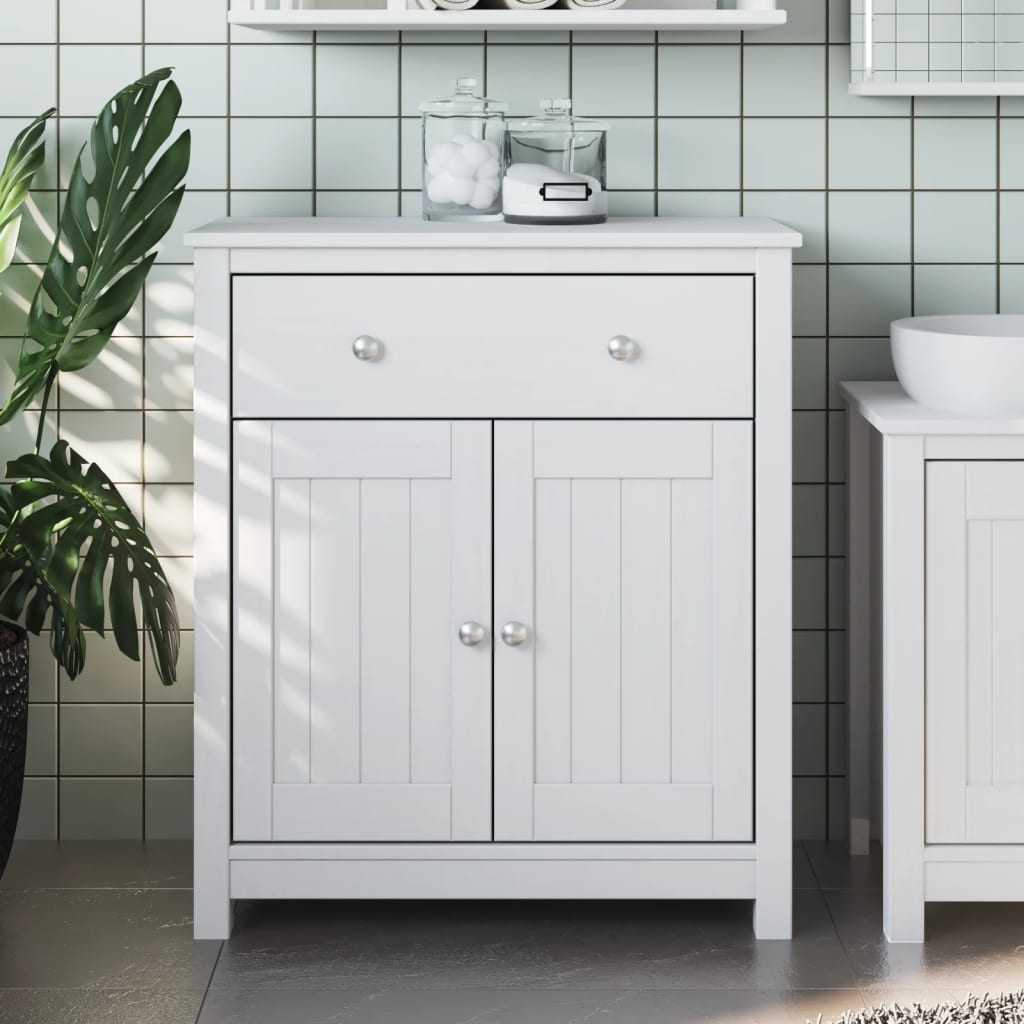 vidaXL Bathroom Cabinet BERG White 69.5x34x80 cm Solid Wood Pine