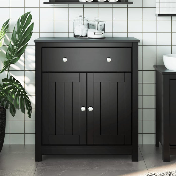 vidaXL Bathroom Cabinet BERG Black 69.5x34x80 cm Solid Wood Pine