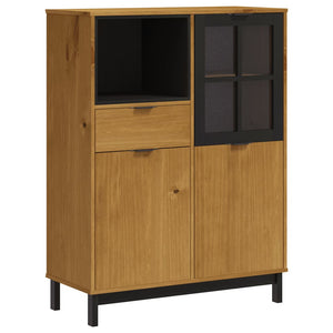 vidaXL Highboard with Glass Door FLAM 92x40x122.5 cm Solid Wood Pine