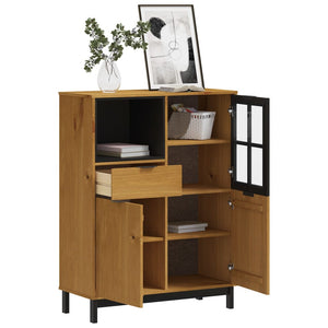 vidaXL Highboard with Glass Door FLAM 92x40x122.5 cm Solid Wood Pine