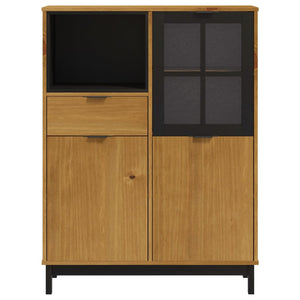 vidaXL Highboard with Glass Door FLAM 92x40x122.5 cm Solid Wood Pine