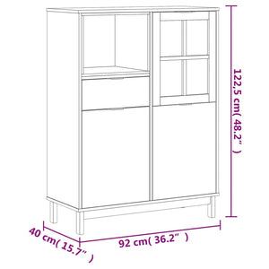 vidaXL Highboard with Glass Door FLAM 92x40x122.5 cm Solid Wood Pine