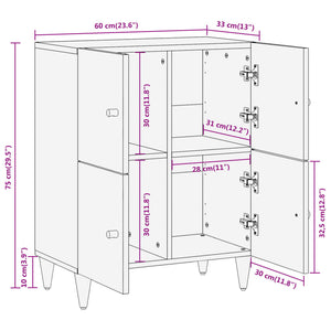 vidaXL Side Cabinet 60x33x75 cm Solid Wood Mango