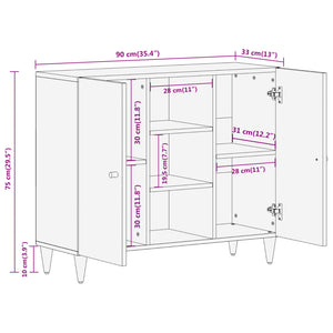 vidaXL Side Cabinet 90x33x75 cm Solid Wood Mango