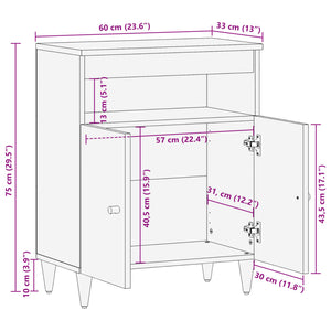 vidaXL Side Cabinet 60x33x75 cm Solid Wood Mango